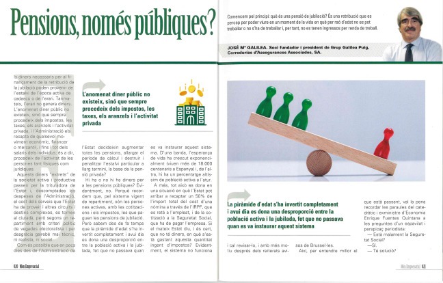 Aparición de Josep Maria Galilea en la revista Món Empresarial nº184 - 2023 - ¿Pensiones, solo públicas? 2
