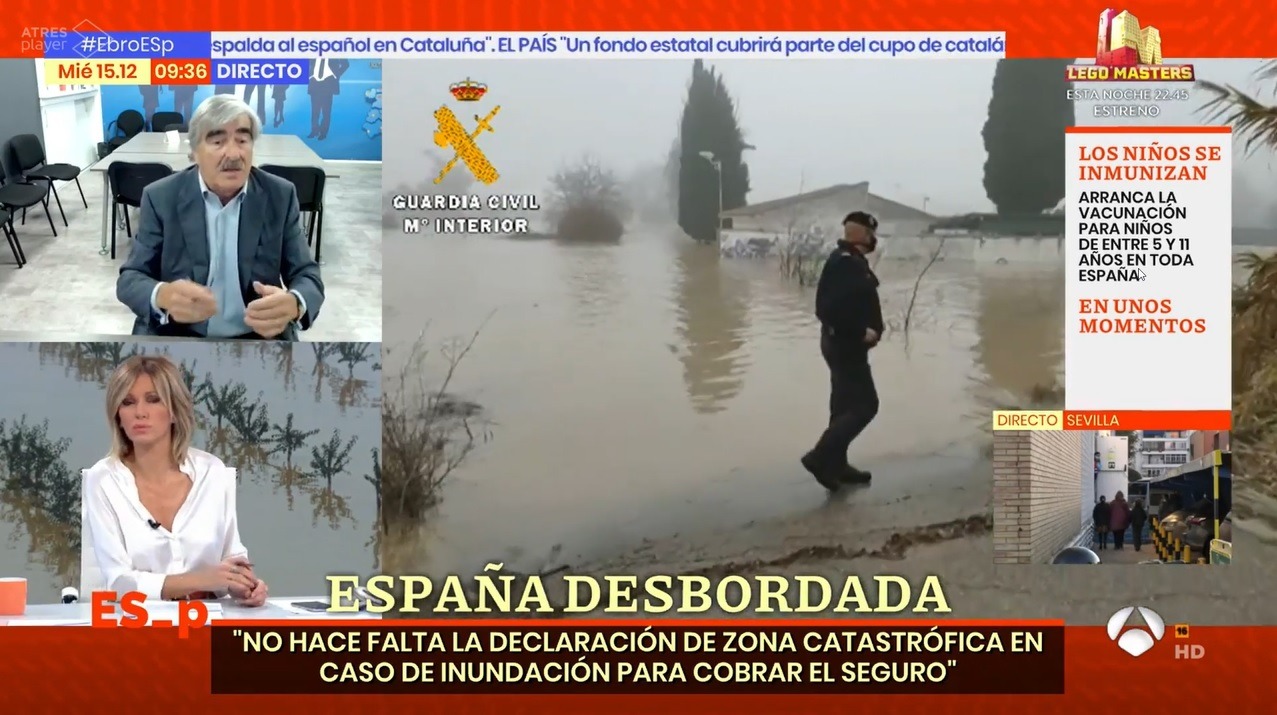 Aparición de Josep Maria Galilea en Espejo Público de A3. 15 diciembre 2021- Inundaciones por el desbordamiento del rio Ebro 1